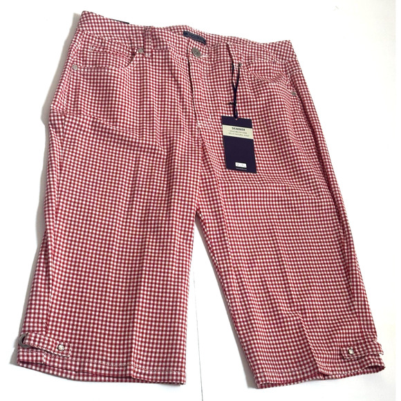 Bandolino Women’s Capri Skimmers Jeans Red & White Check Knees Skimmer Size 10 - Picture 3 of 16